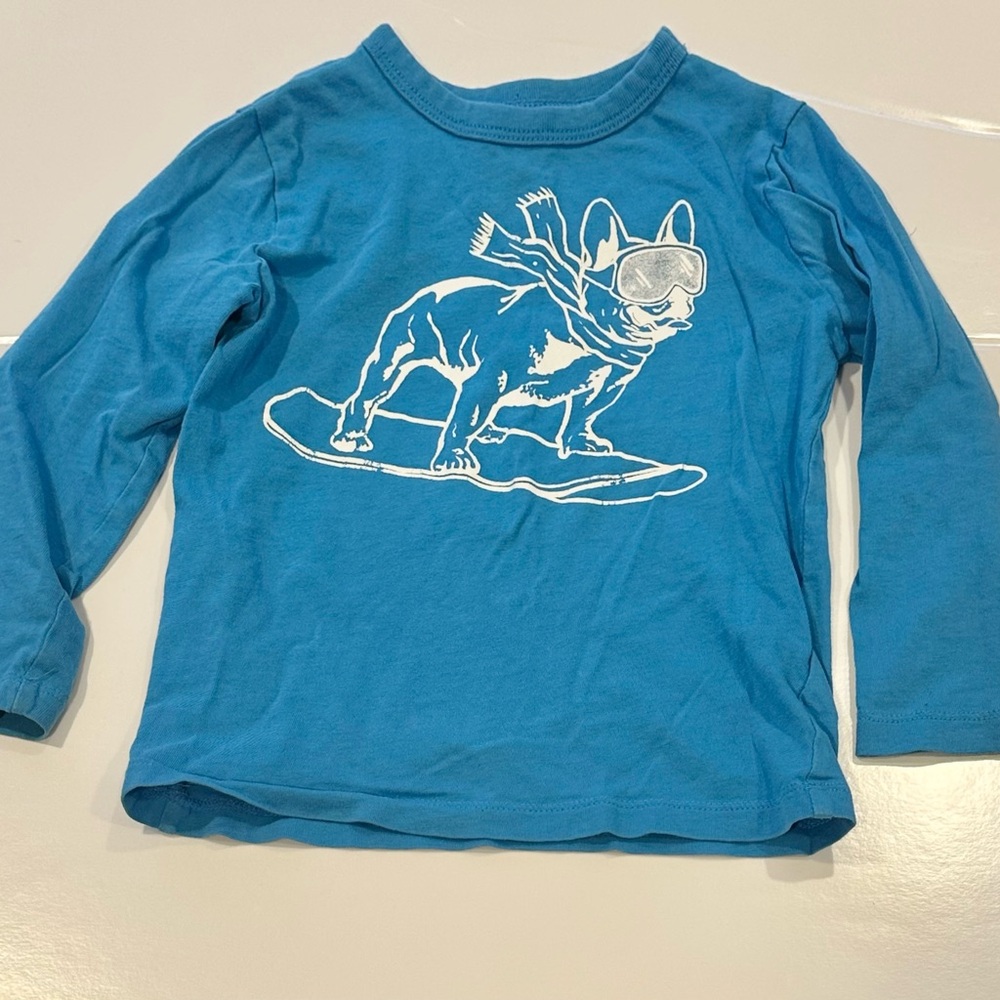 Crewcuts Blue Long Sleeve Tee with Surfing Dog